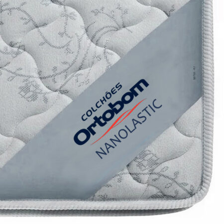 Selo de colchão mostrando a marca Ortobom Nanolastic.